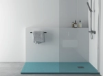 Receveur de douche en forme de trapèze, en fabrication sur mesure, largeur 60 à 210 cm X 60 à 100 cm, résine pleine masse PN24 de couleurs, LIVRAISON RAPIDE, OFFERTE